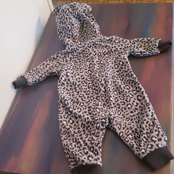 Adorable Fleece Animal Printed Carter's Hooded Jumpsuit Sz 3 Mos - Picture 4 of 6